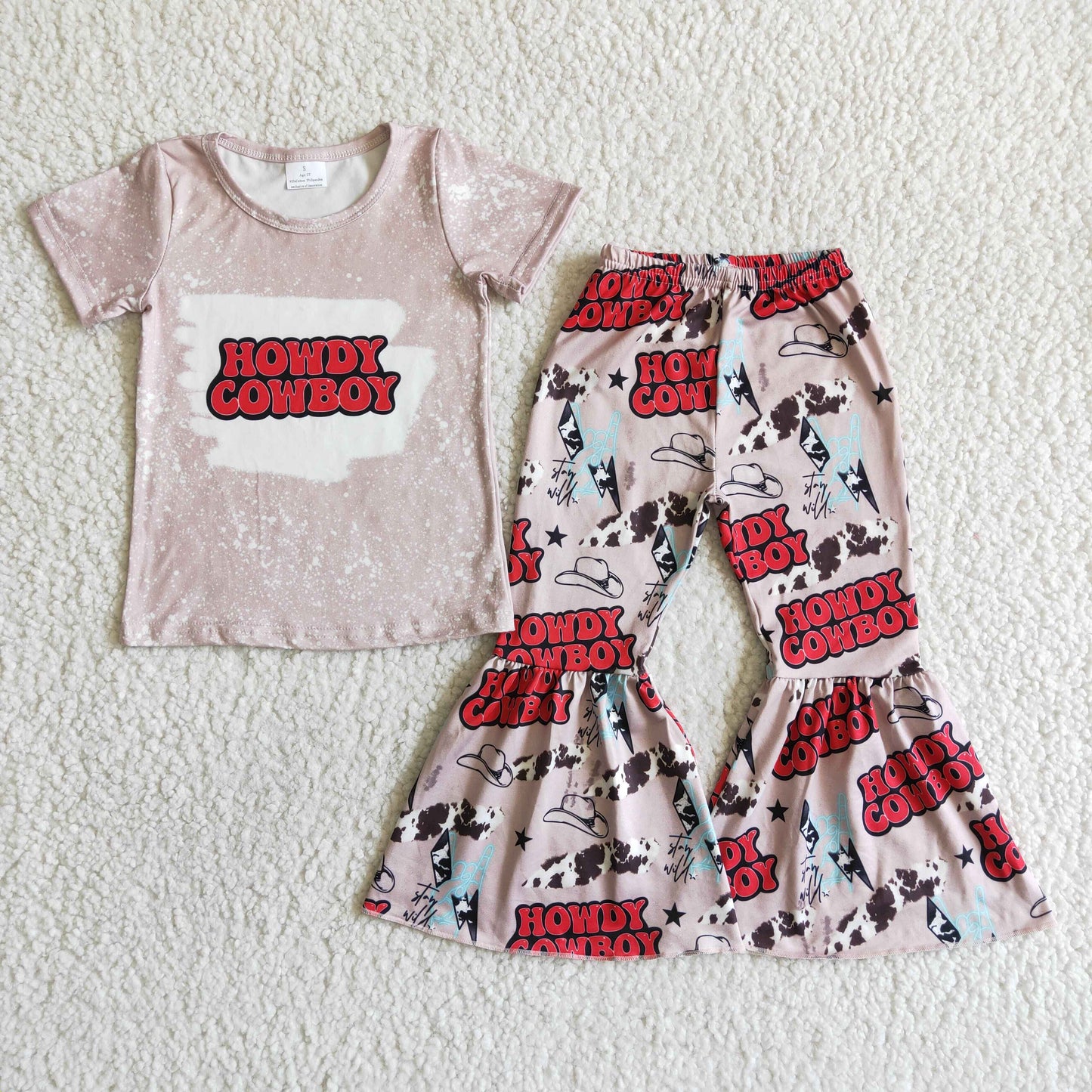 Howdy cowboy T-shirt bell bottom pants set