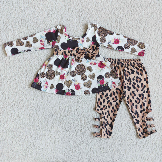 6 B9-21 baby girl Valentine's day Cartoon Leopard Girl bell Bottom Set-promotion 2023.12.30