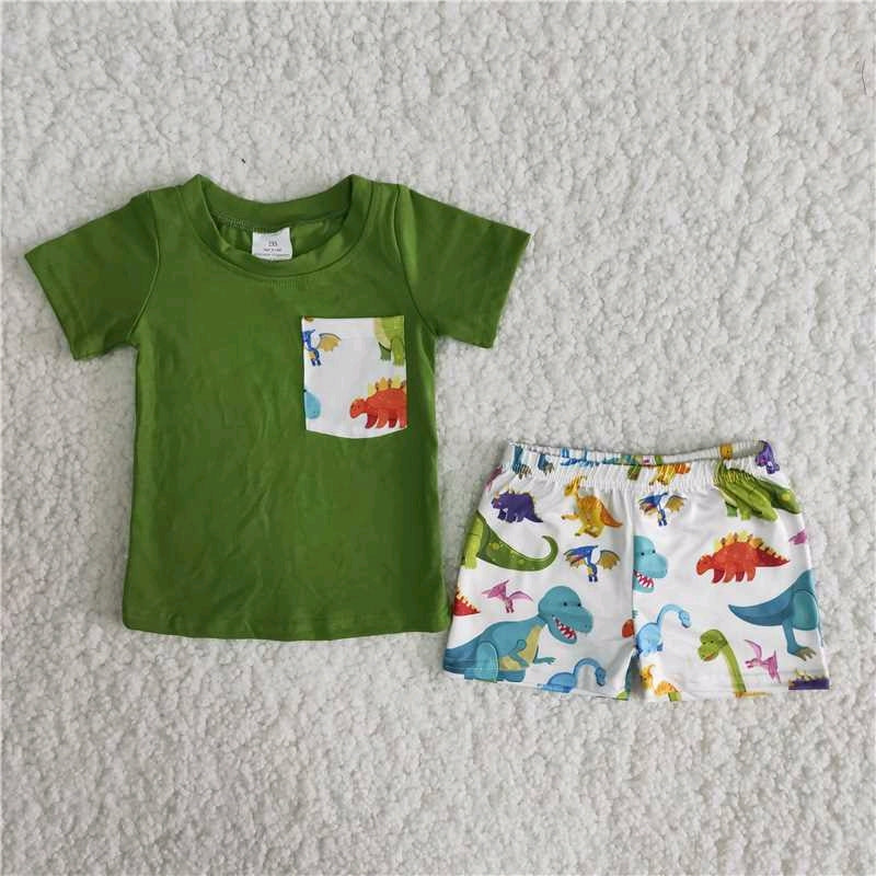 Dinosaur Green T-shirt shorts Set