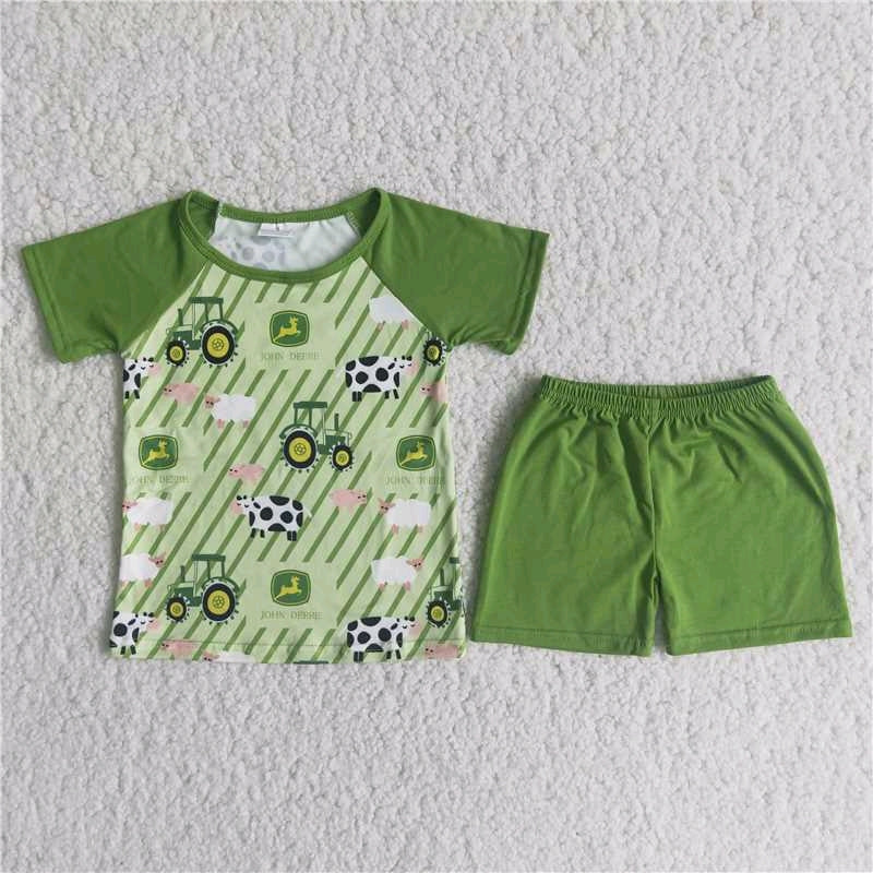 Tractor & Cow Green T-shirt Green shorts Set