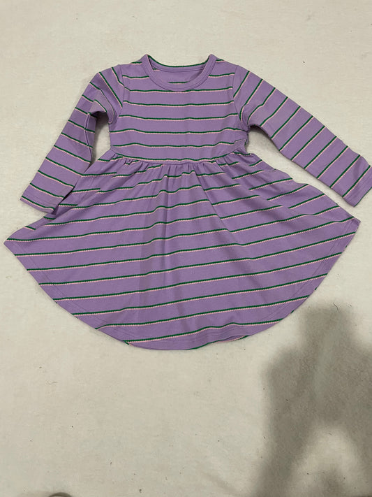 Purple 100% Cotton pink Stripe Long sleeve Dresses