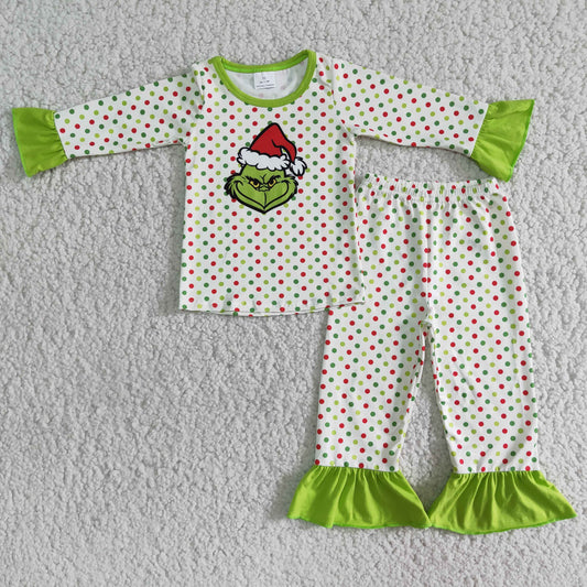 Christmas cartoon green pajamas sets 6 B10-25