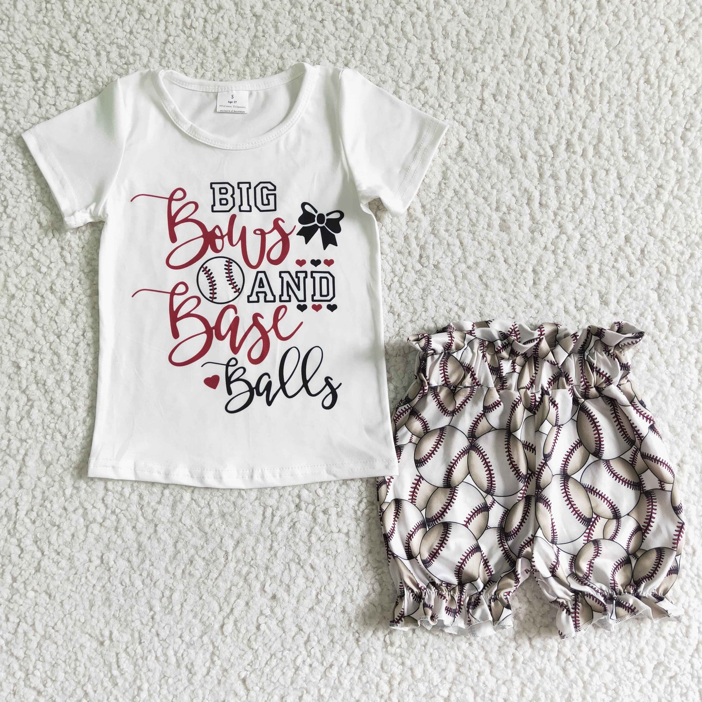 Baseball white T-shirt shorts set