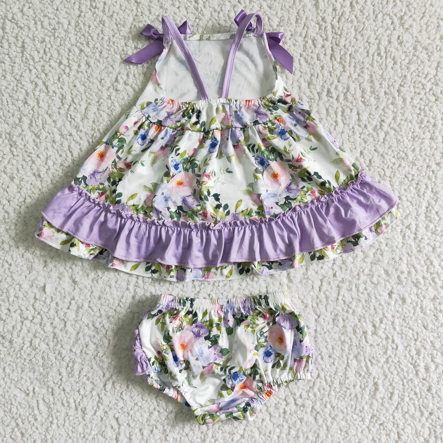 Purple Floral tops Bummie Set GBO0038