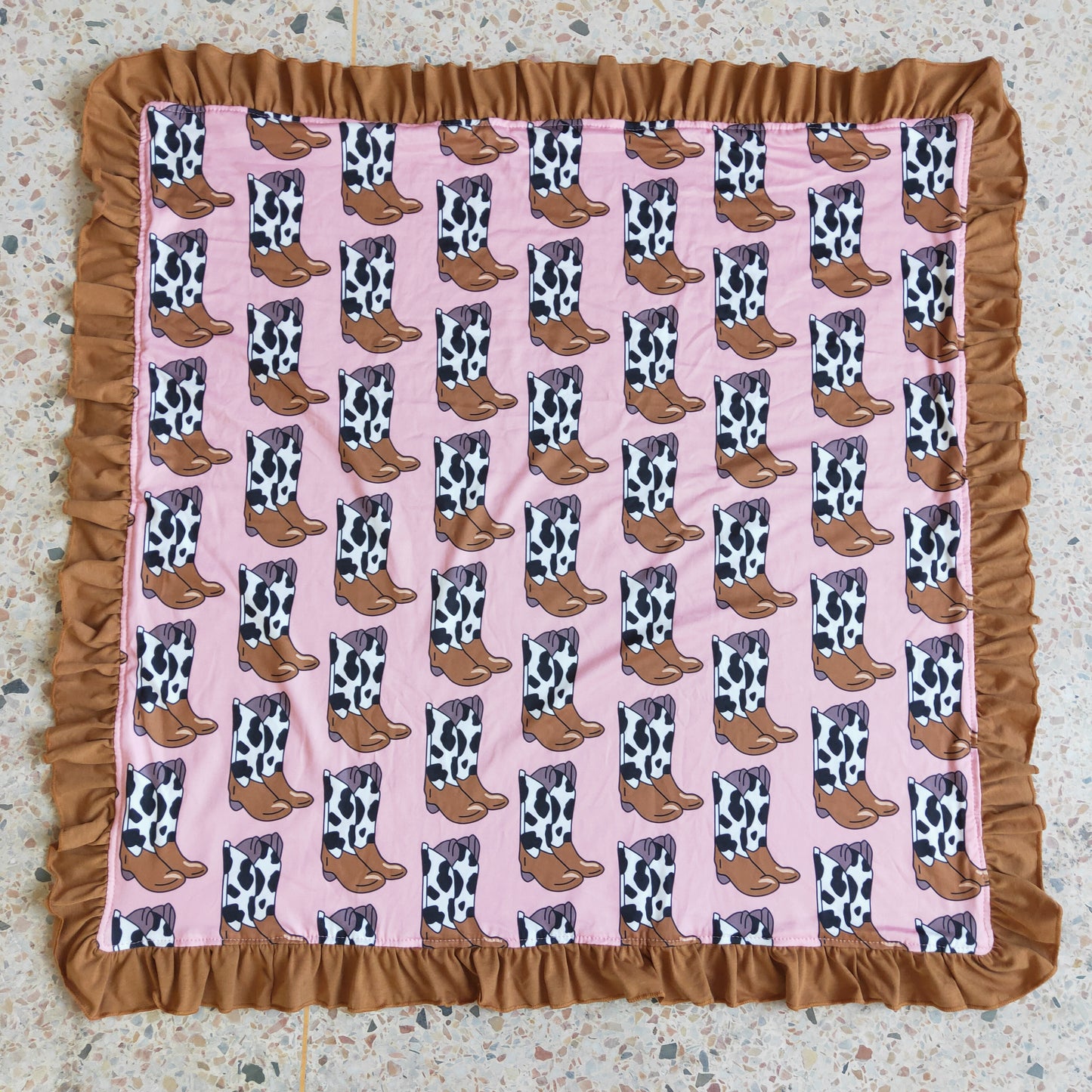 Cow print boots blanket