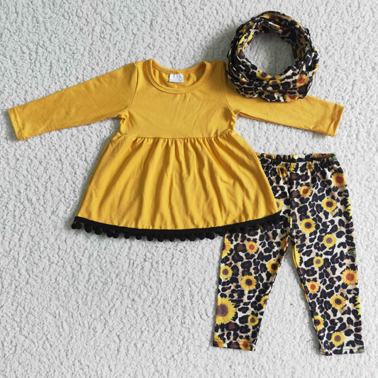 Sunflower Yellow Tunic Long Sleeve Top Legging pants set