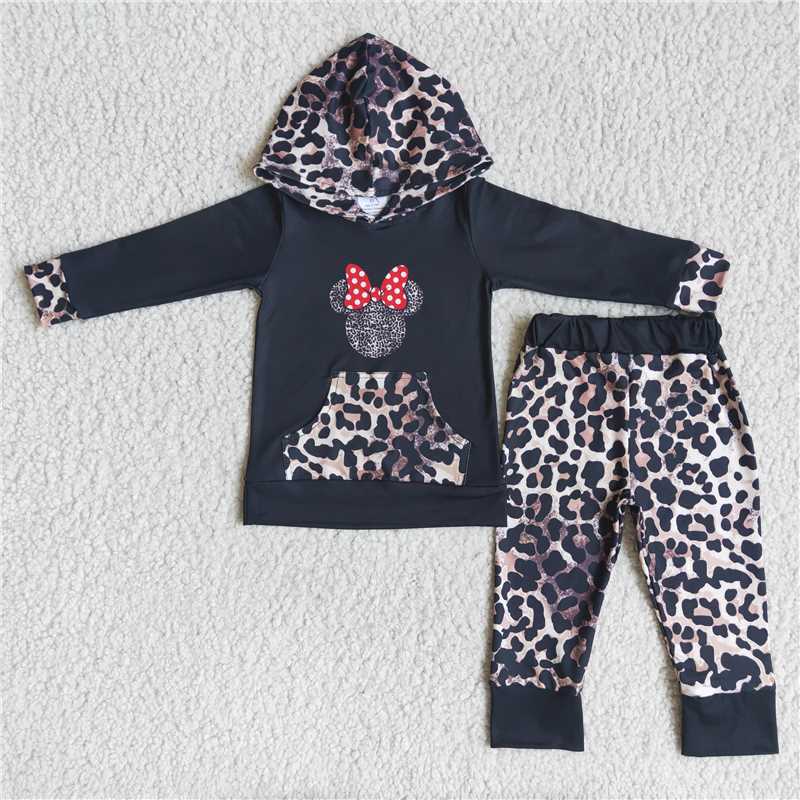 6 A0-14 baby girl black leopard hoodies suits-promotion 2023.12.9