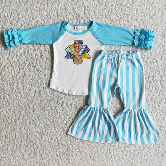 6 A4-16 Baby girl Thanksgiving Turkey Girl blue Outfits-promotion 2023.10.16