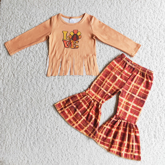 6 B9-34-Thanksgiving Turkey Love printed Girl Outfits-promotion 2023.10.9