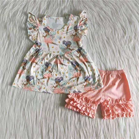 Easter Rabbit Short Sleeve Pink Shorts Set