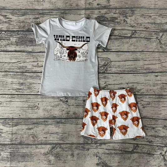 Wild Child grey T-shirt boy shorts Set