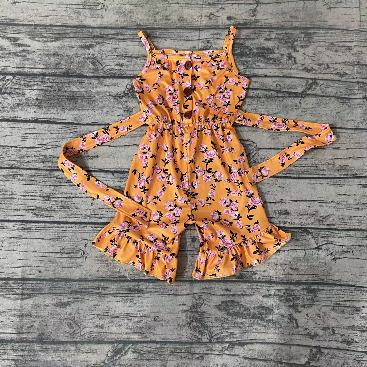 flower yellow ruffle romper