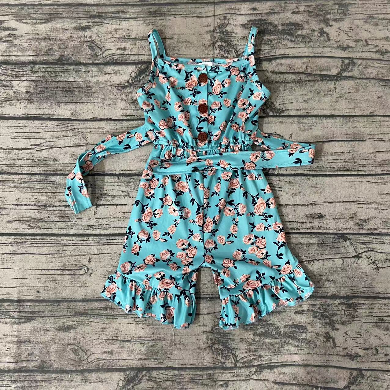 flower blue ruffle romper