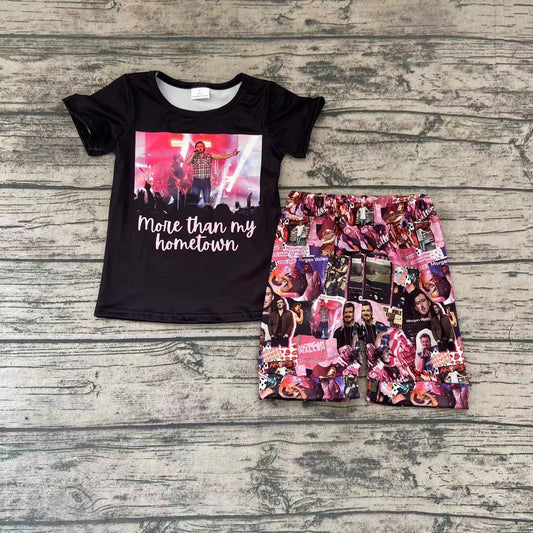 More than my hometown black T-shirt boy shorts Set