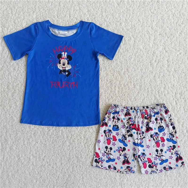 Happy Fourth Blue T-shirt shorts Set D10-18