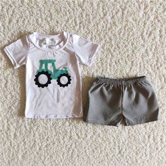 White Tractor short sleeve T-shirt  smoked shorts Set