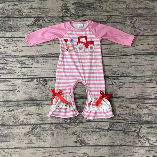 Valentine's day Tractor girl romper