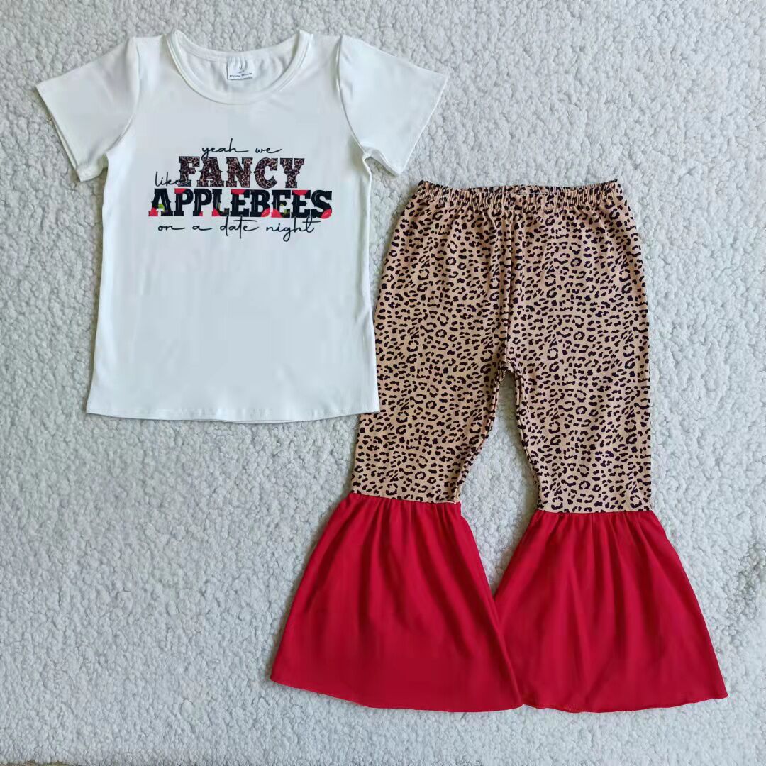 Fancy applebees white top leopard pants ourfit