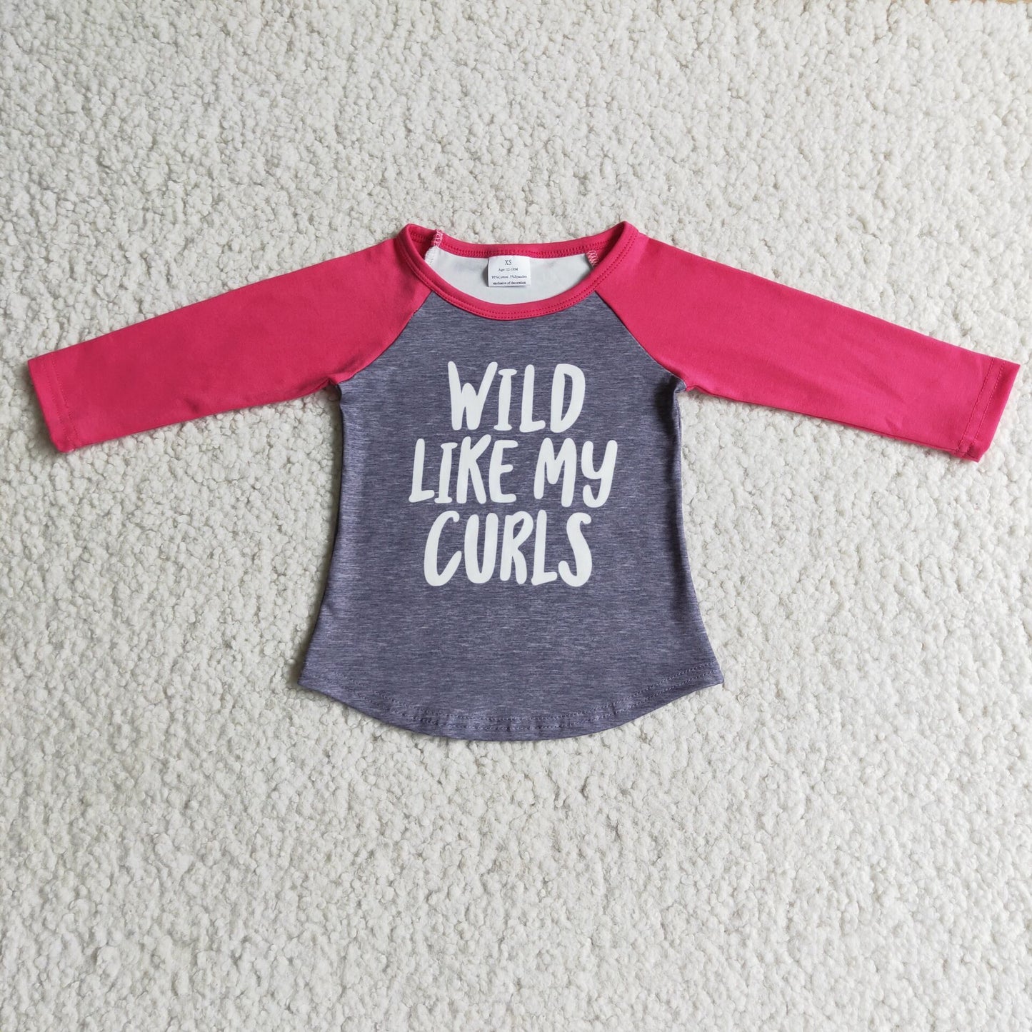 WILD LIIKE MY CURLS GREY PINK TOP