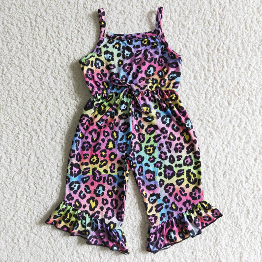 leopard suspender ruffle jumpsuit