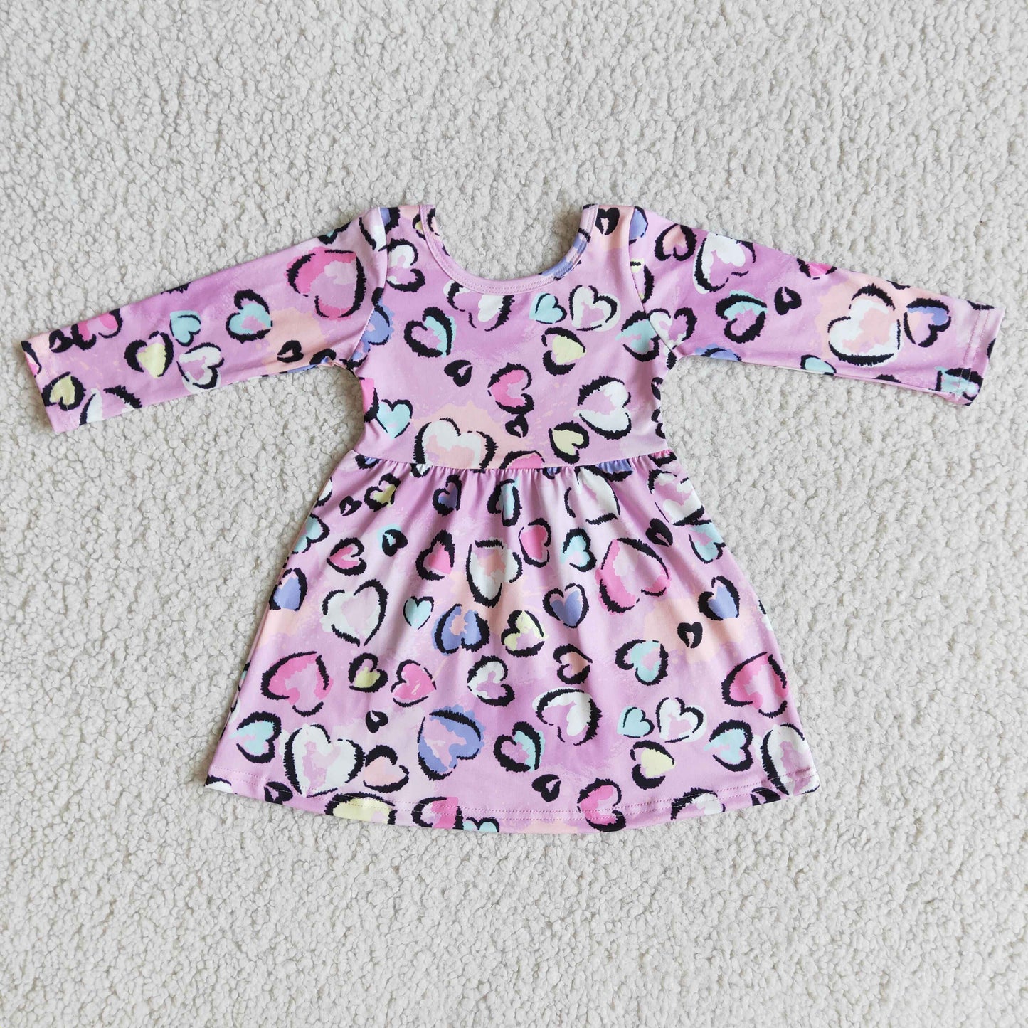 6 A25-18 baby girl Valentine's Day love Colorful Long Sleeve dresses-promotion 2023.12.23