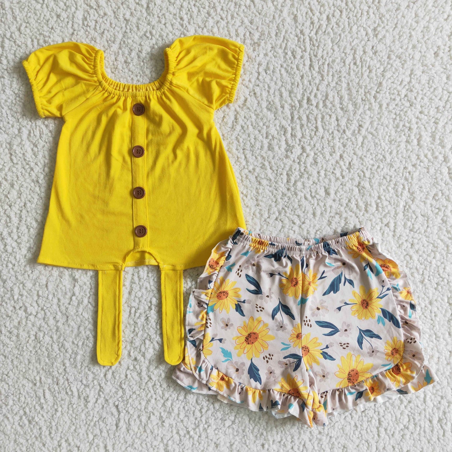 Yellow ruffle top Shorts Set