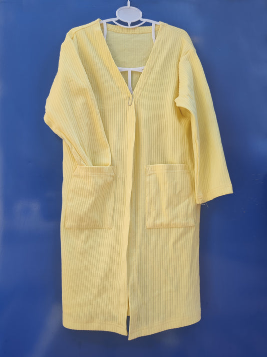 Solid Yellow Cotton Cardigan-RTS