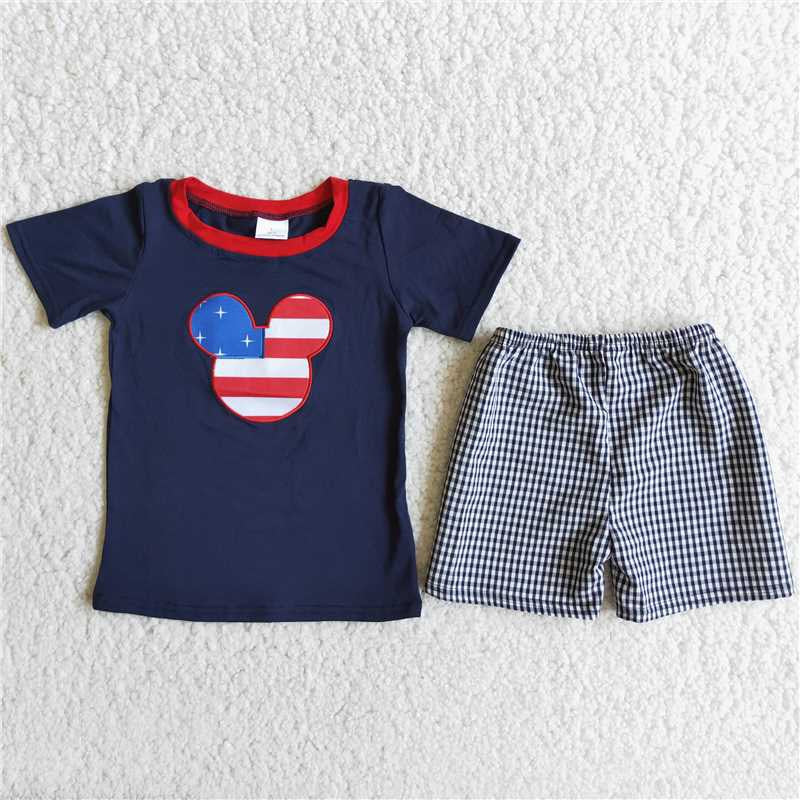 Mickey American Flag T-shirt shorts Set