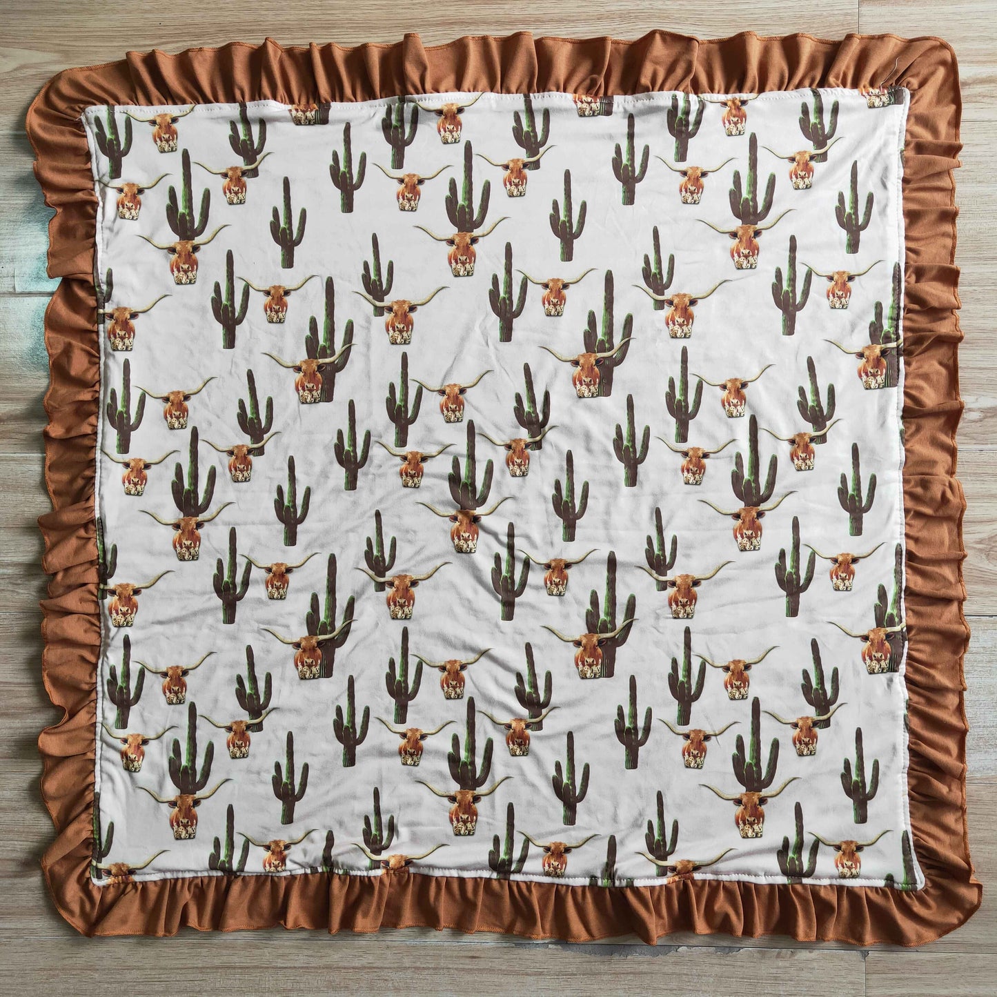 Cactus heifer ruffle  blanket