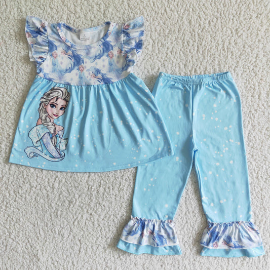 girl princess blue tops bottoms sets GSPO0056