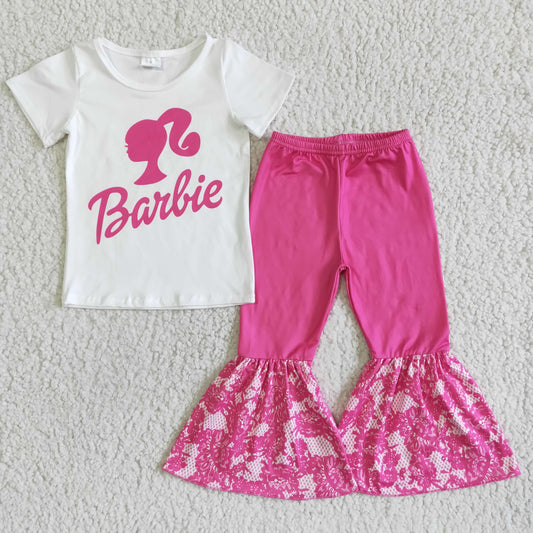 Barbie T-shirt rosy lace bell bottoms set GSPO0055