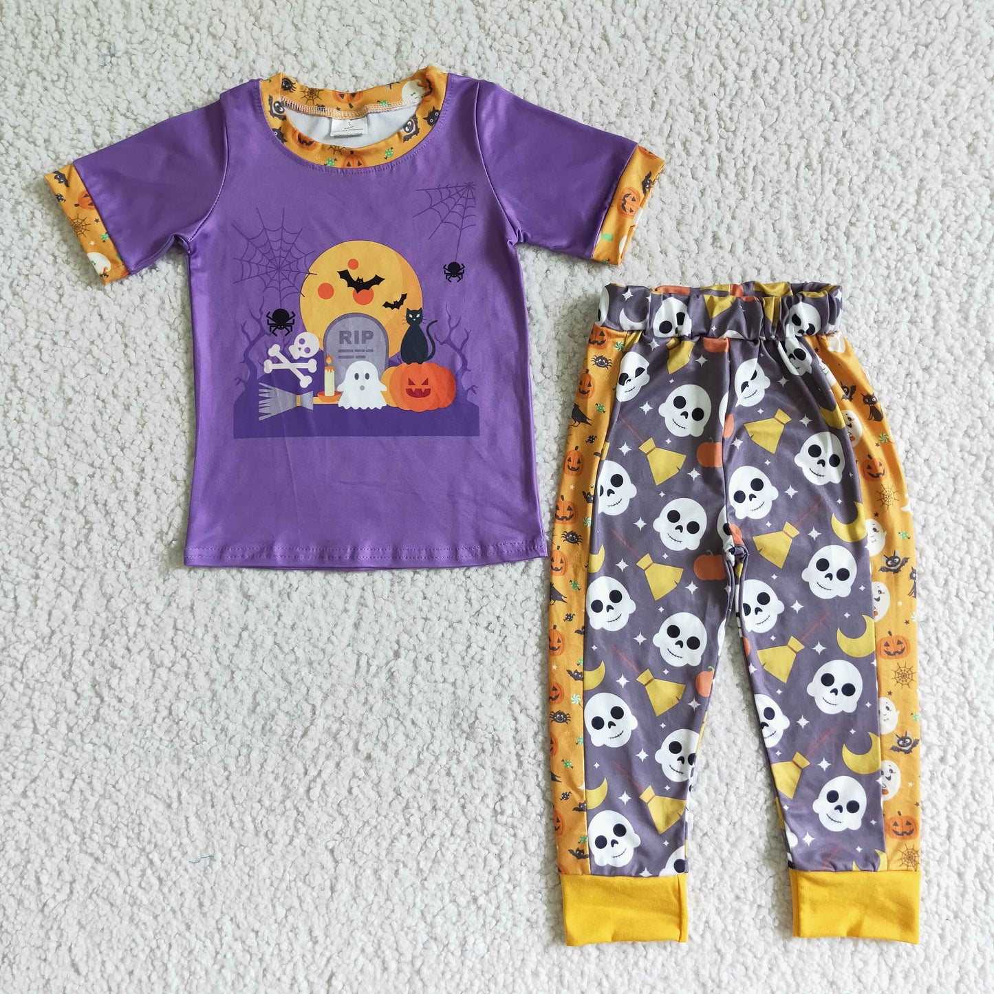 Boy Halloween purple T-shirt pants set BSPO0018