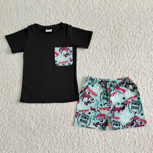 Wrangle black T-shirt shorts Set