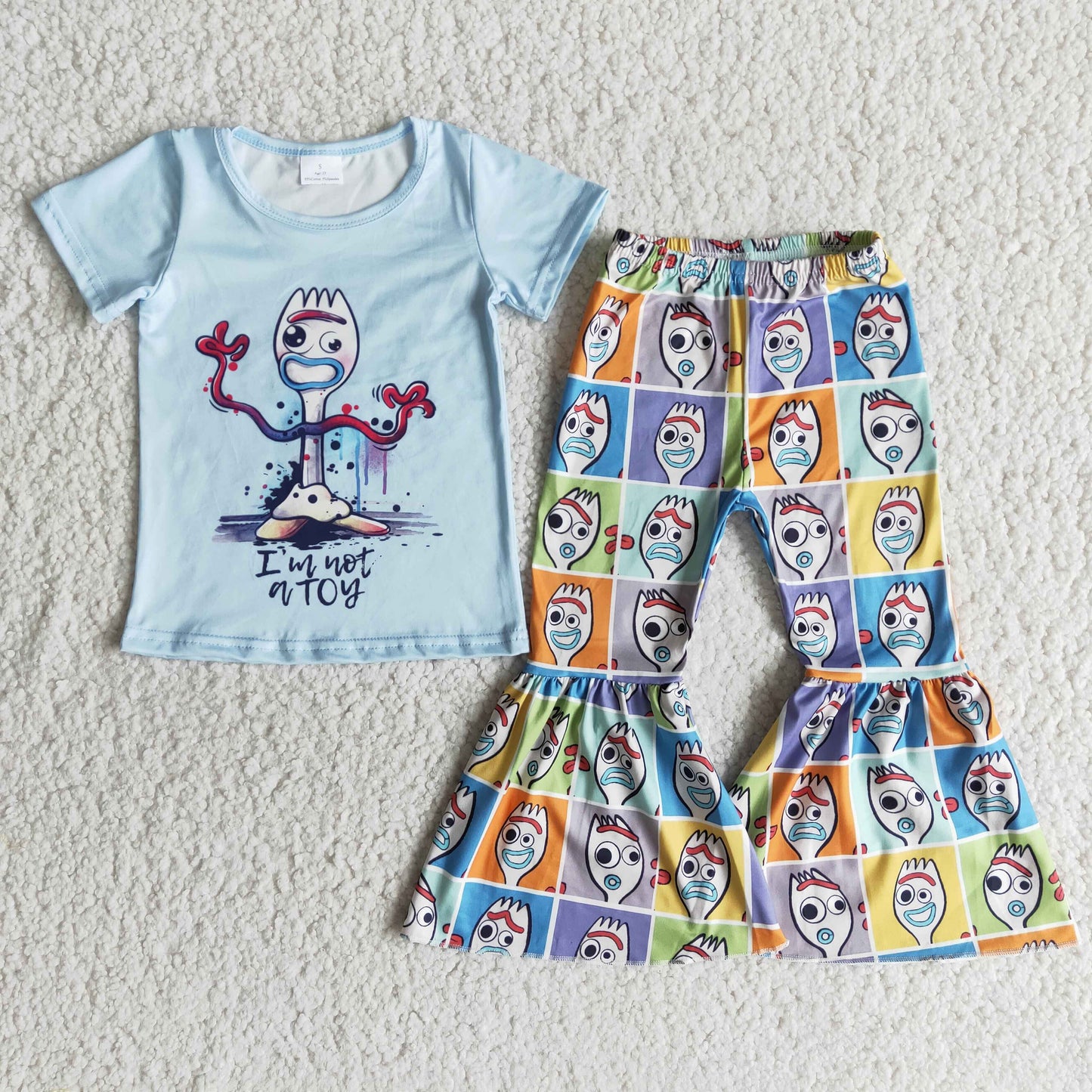 I am not a toy blue t-shirt bell bottoms set