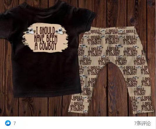 I should Have been a cowboy Black T-shirt legging pants set-preorder