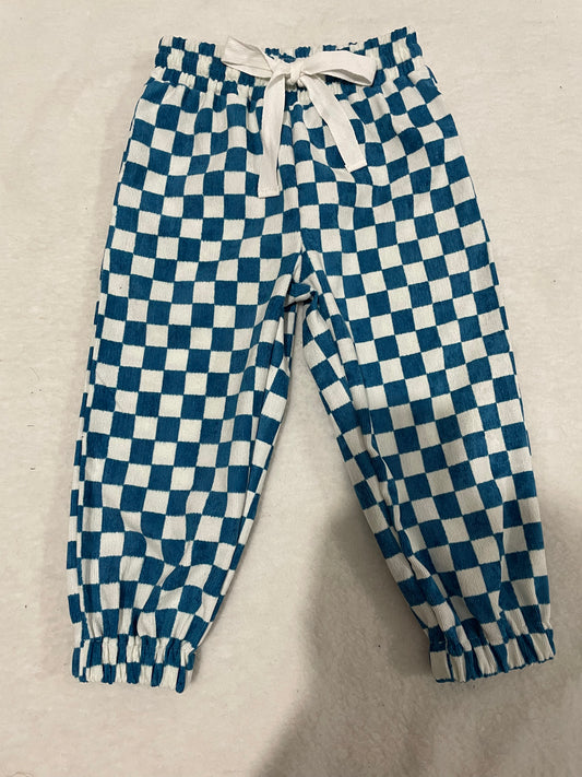 100% Cotton Blue Plaid Long pants