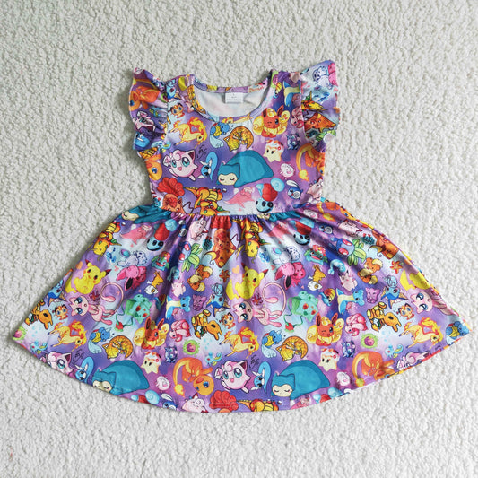 B10-10 girl flutter sleeve cartoon dress-promotion 2024.3.2