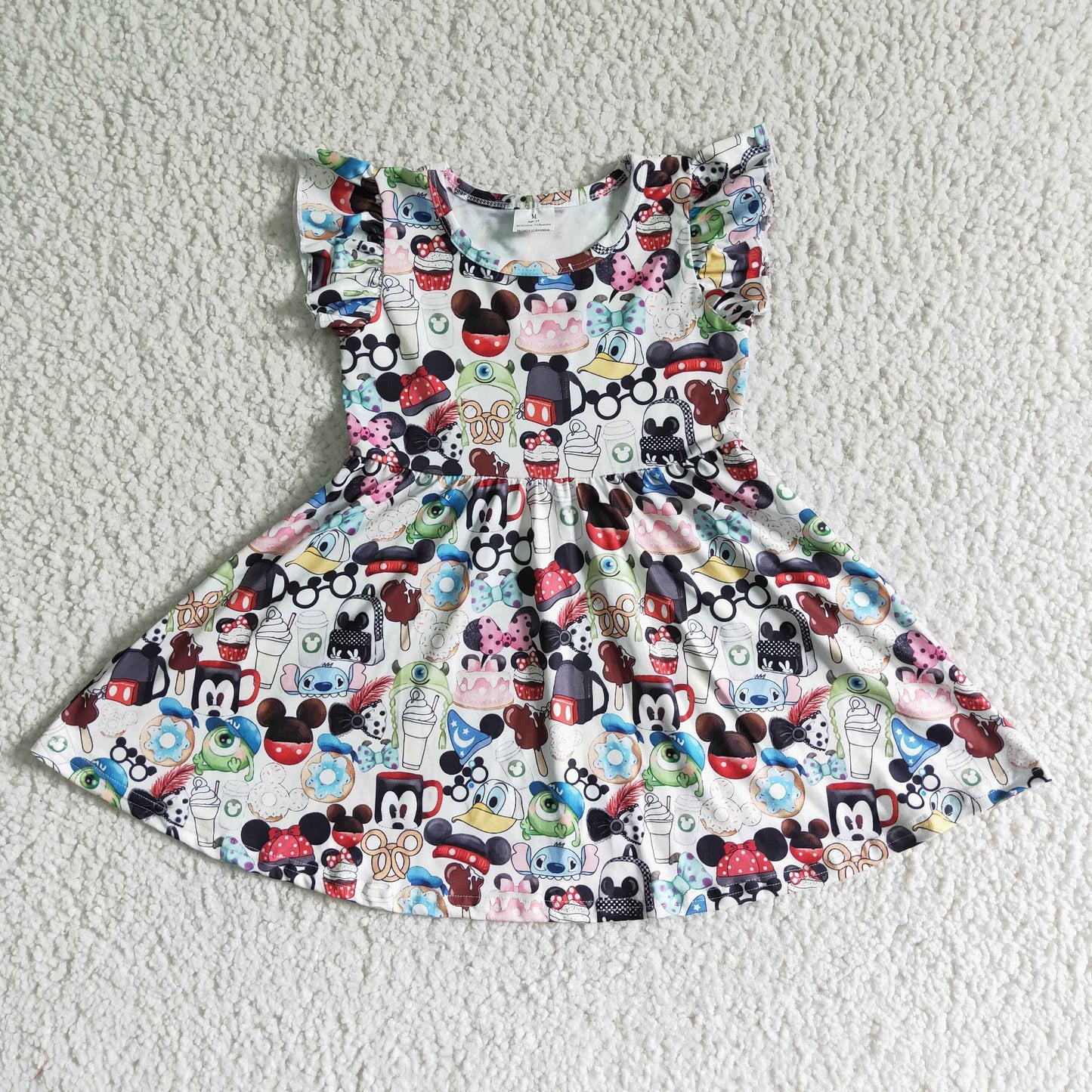 B12-11 girls cartoon flutter sleeve dress-promotion 2024.3.2