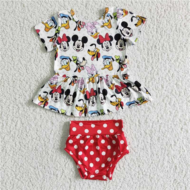 girls cartoon tops bummies set B5-10