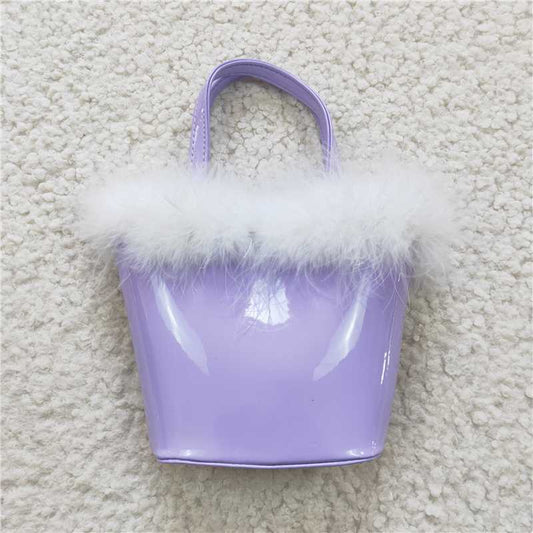 girls purple fur-trim bag BA0032