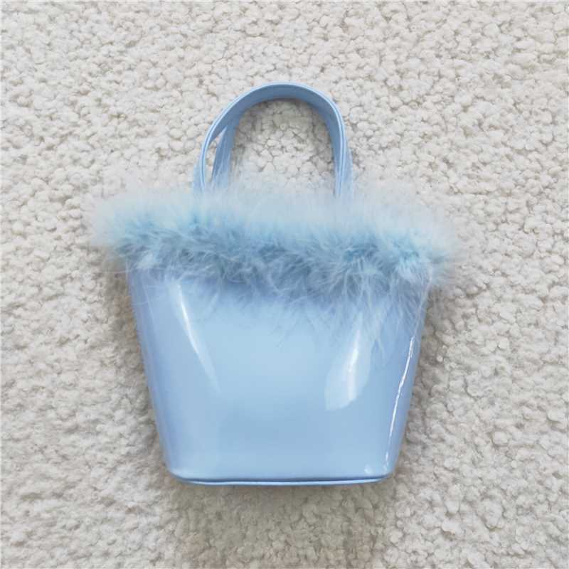 girls blue fur-trim bag BA0033