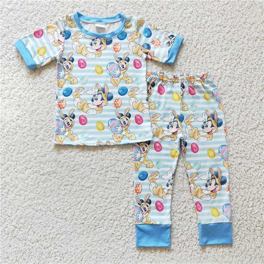 boys blue cartoon pajamas set BSPO0048