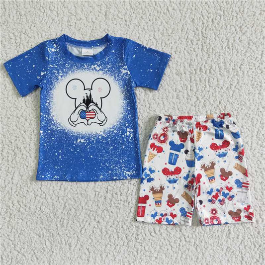 4th of July boys t-shirt shorts sets BSSO0068