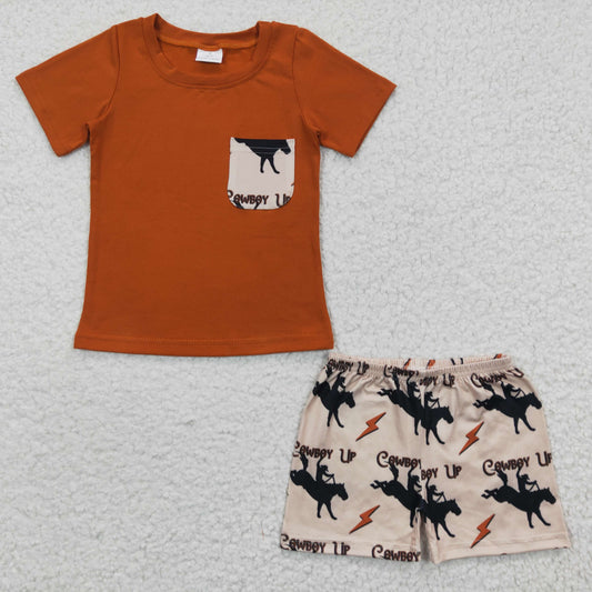 cowboy pocket t-shirts+shorts sets BSSO0162