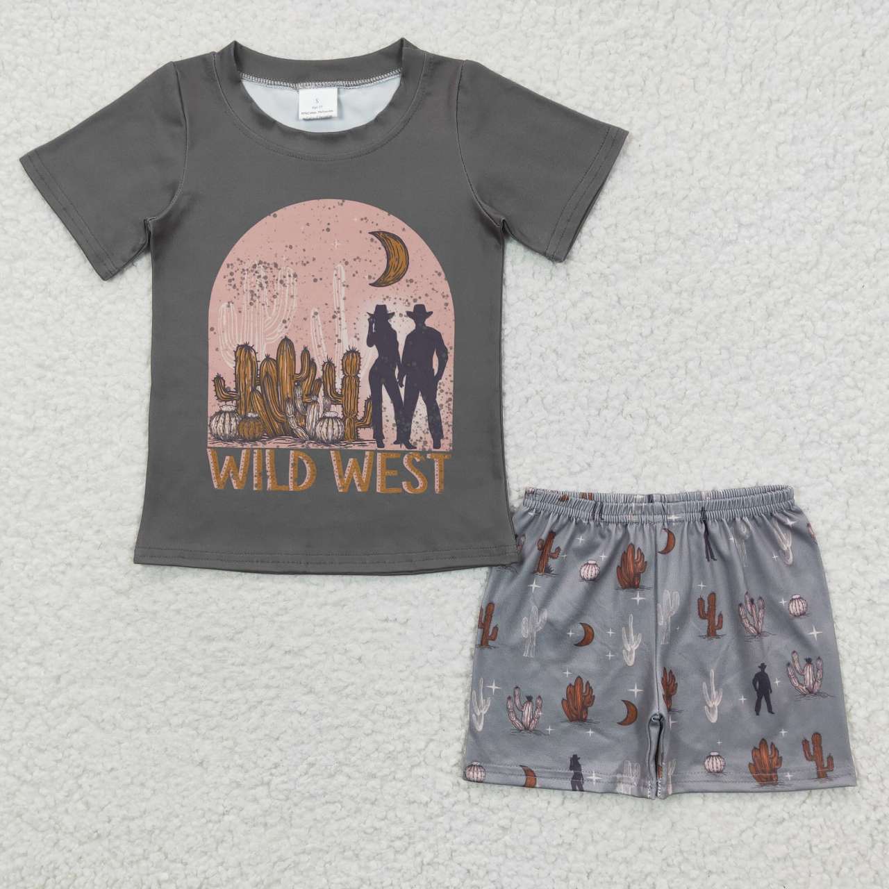 boys wild west t-shirts+shorts sets BSSO0187