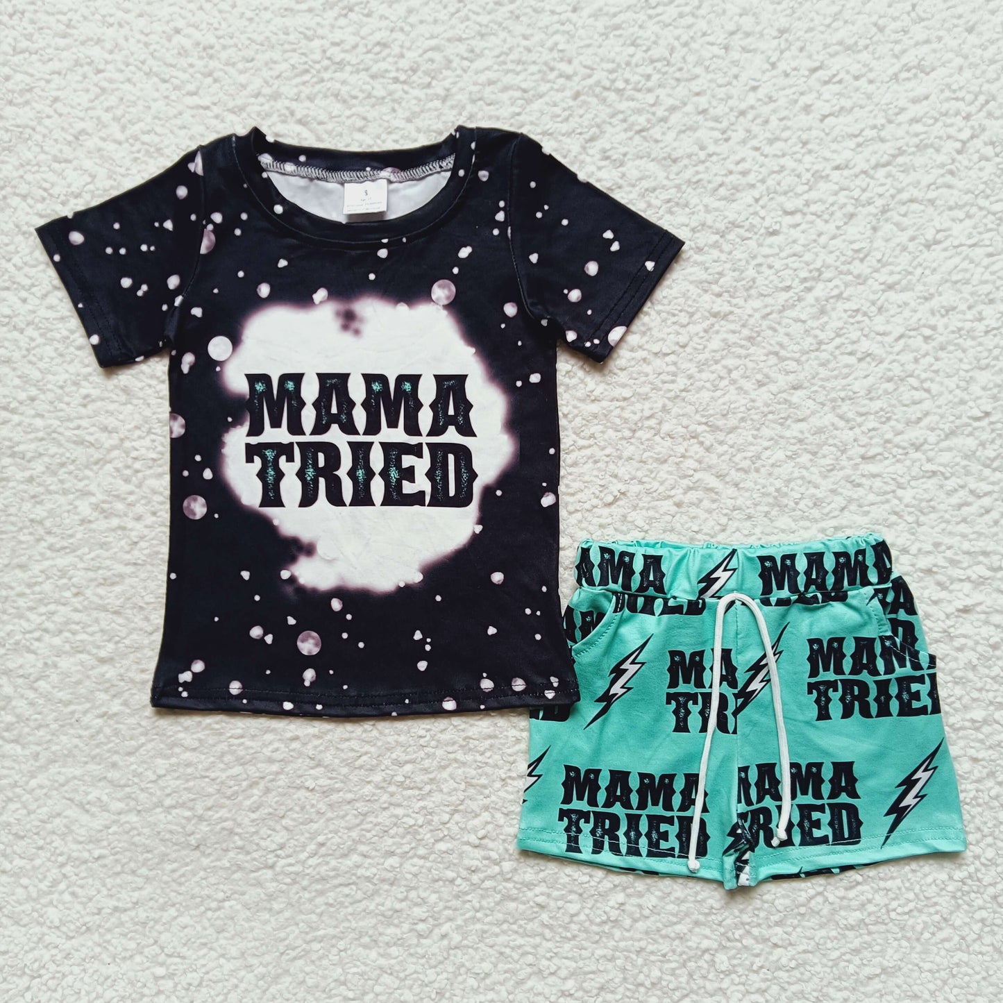 "mama tried" boys t-shirts+shorts sets BSSO0200