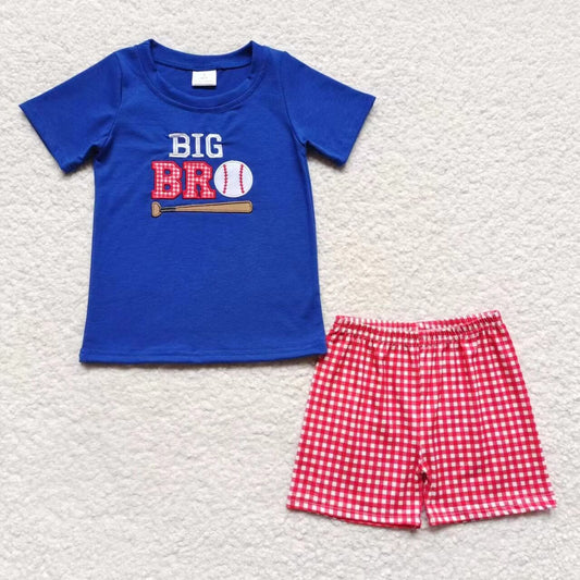 boys baseball embroidery t-shirts+shorts sets BSSO0203