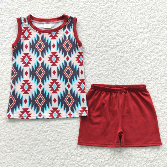 boys geometric tank tops+shorts sets BSSO0215