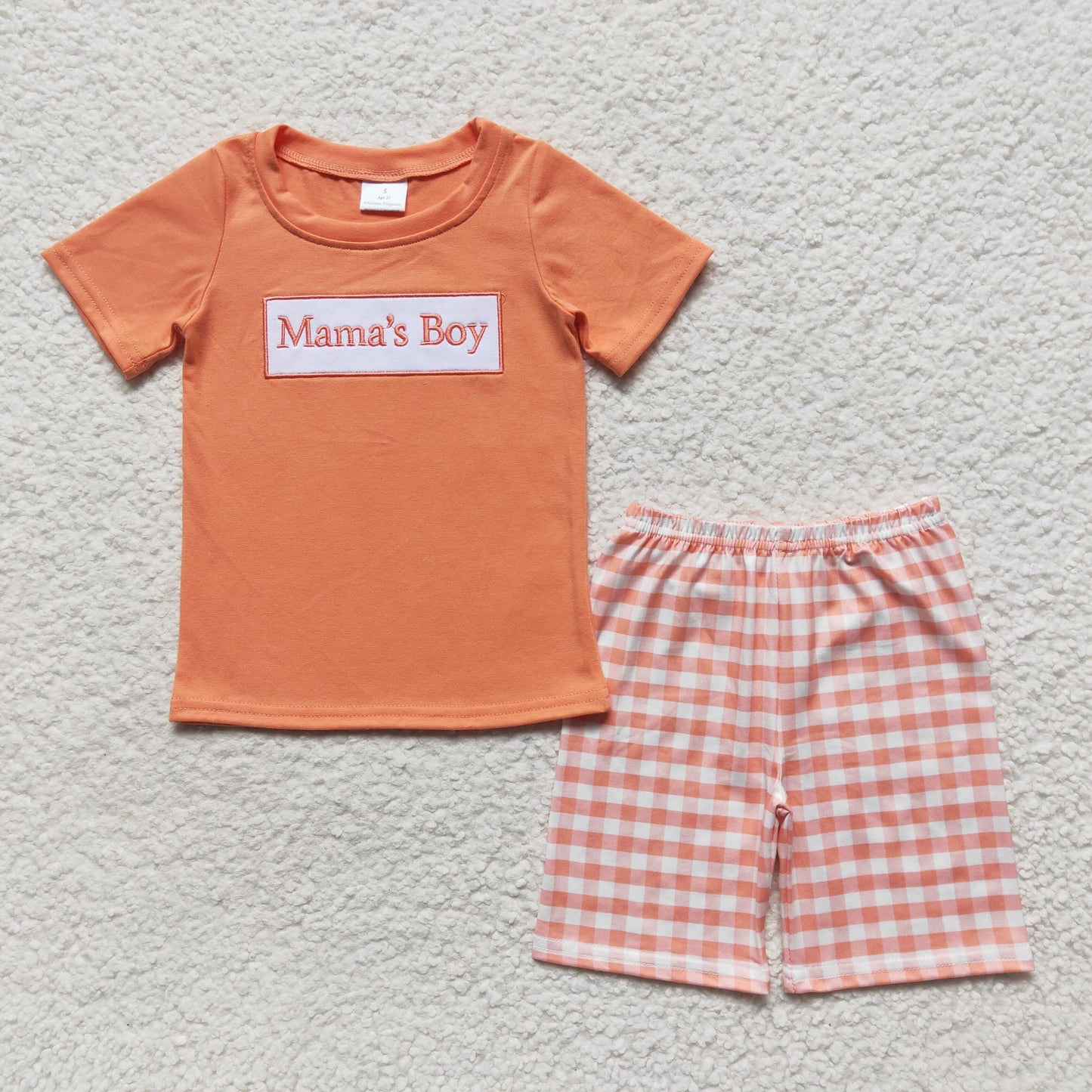 mama's boy embroidery t-shirts+shorts sets BSSO0228