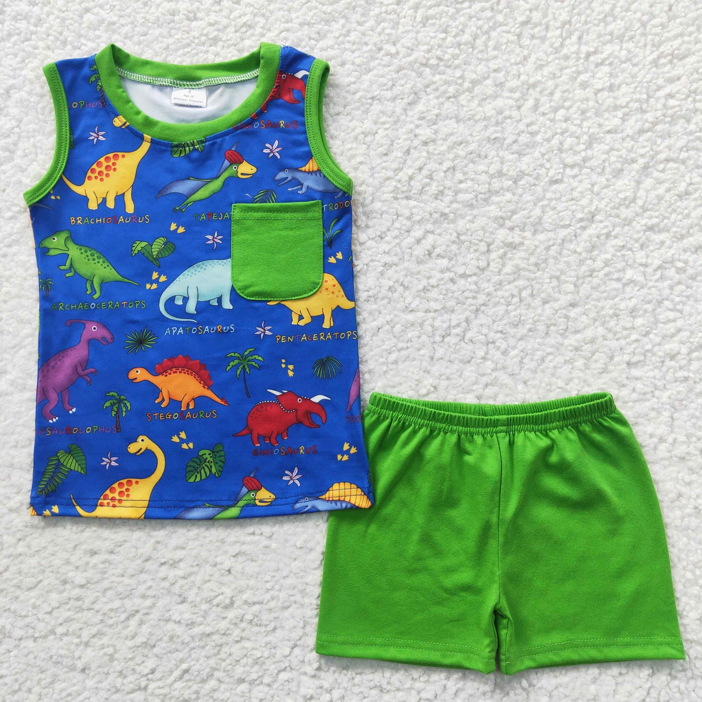 boys dinosaur printed tank tops+shorts sets BSSO0234